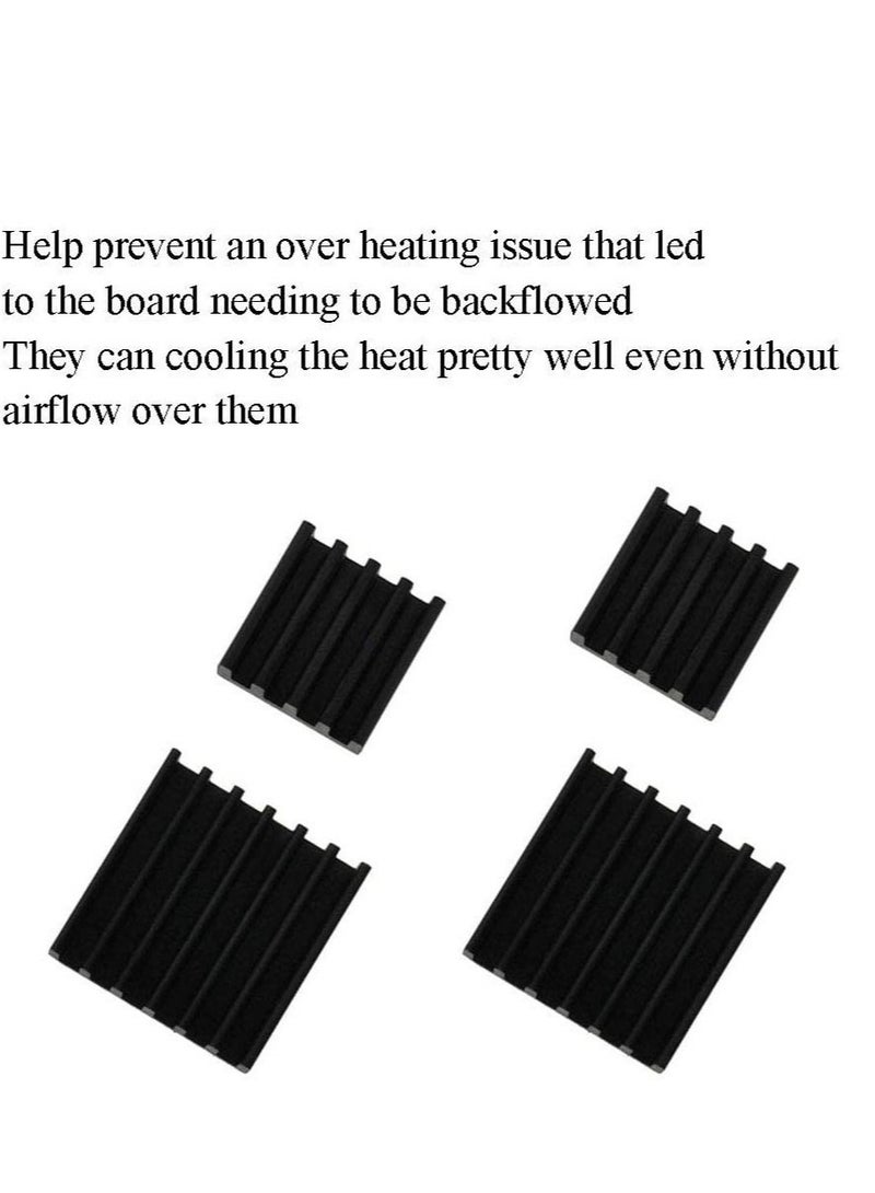 Captaintech 20pcs Heat Sink Mini Radiator Dissipate Heat Thermal Cooling Lower Temperature Easy to Install for PI IC CPU Chipset Raspberry Stepper Board Aluminum Black Assortment - Image 3