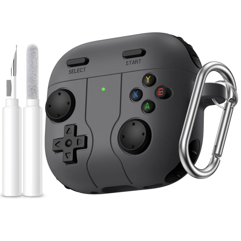 Getino Game Case for AirPods 4 2024 Cover with Cleaner Kit, Keychain, Compatible with Apple Airpods 4 Case Covers, Cute Funny Shock-Proof Protective Silicone AirPod 4 Cases for Men Boy-Black - Image 1