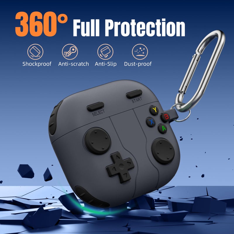 Getino Game Case for AirPods 4 2024 Cover with Cleaner Kit, Keychain, Compatible with Apple Airpods 4 Case Covers, Cute Funny Shock-Proof Protective Silicone AirPod 4 Cases for Men Boy-Black - Image 3