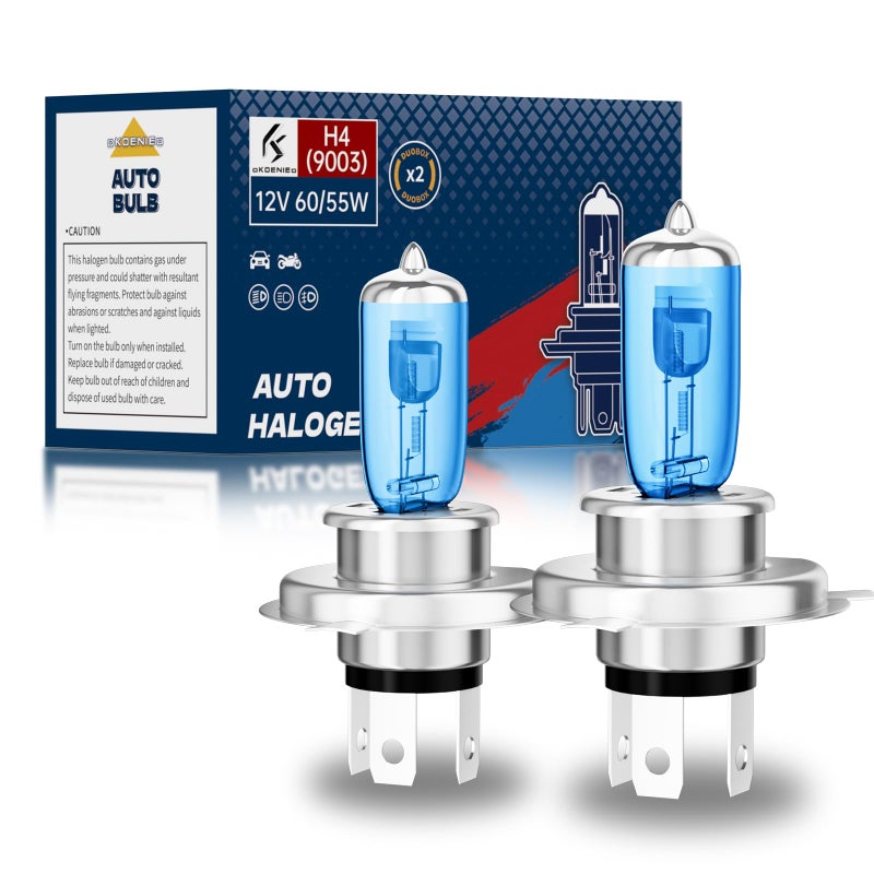 OKOENIEO 9003H4 Halogen Headlight Bulbs Standard High Beam or Low Beam or Fog Light Bulb 12V 55W 5000K4000 LumensWhite Headlight BulbsHead Light Bulbs for CarHigh Brightness Headlight Bulb Pack of 2 - Image 3