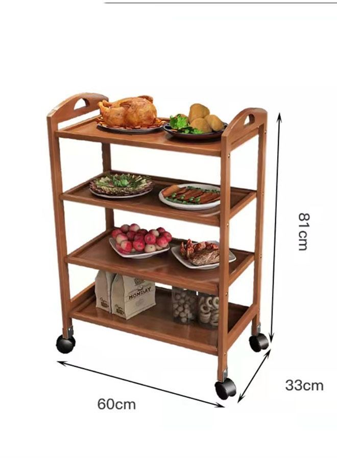 LINGWEI Bamboo Moveable Serving Kitchen Trolley Shelf Rack 4 Tier - Image 2