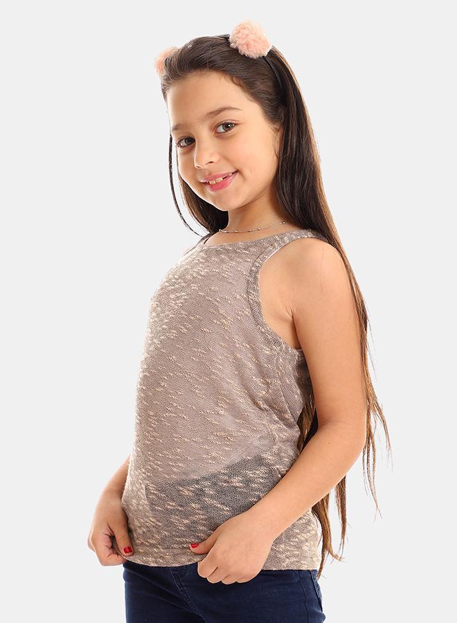 Kady girls self pattern sleeveless tank top girls beige 4 years - Image 2