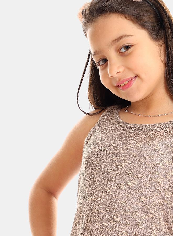 Kady girls self pattern sleeveless tank top girls beige 4 years - Image 4