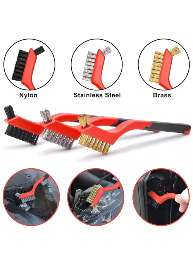 Small Wire Brush Set – 3-Piece Cleaning Brushes with Stainless Steel, Brass, and Nylon Bristles – Rust & Paint Removal Hand Tools for Metal, Plastic, and Delicate Surfaces - Image 5