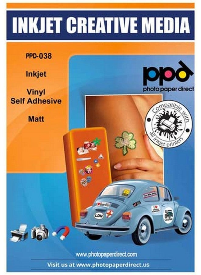 Ppd 20 Sheets Inkjet Creative Media Matte Self Adhesive Vinyl Sticker Paper 8.5X11 Premium Commercial Grade 4.7Mil Thick Full Sheet Photo Quality Instant Dry Scratch And Tear Resistant (Ppd 38 20)