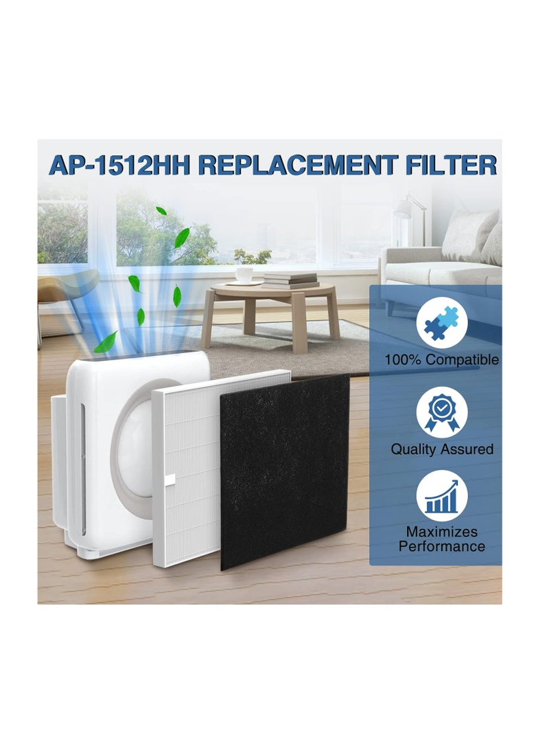 AP-1512HH Air Purifier Replacement Filter Set for Coway Airmega AP-1512HH and and Airmega 200M air Purifier, 2 HEPA and 6 Carbon Filters, Compared to Part #3304899