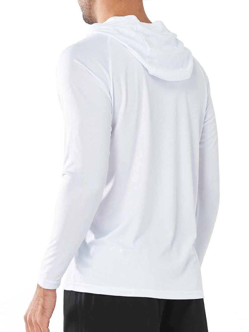 NORTHYARD Men's UPF 50+ Hoodie Shirts Long Sleeve Sun Protection Fishing Swim Beach UV SPF Rash Guard Quick Dry Lightweight White M - Image 2