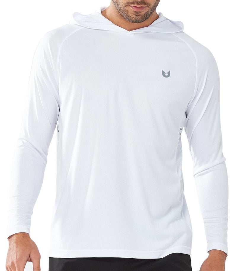 NORTHYARD Men's UPF 50+ Hoodie Shirts Long Sleeve Sun Protection Fishing Swim Beach UV SPF Rash Guard Quick Dry Lightweight White M - Image 1