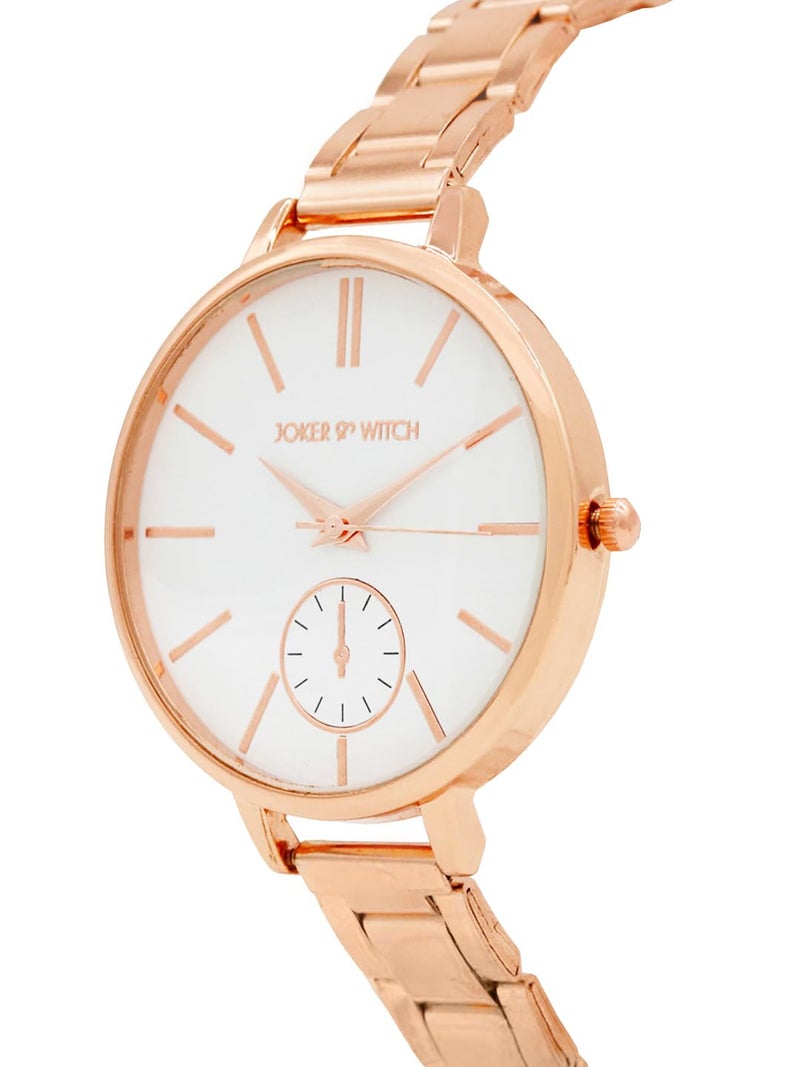 Joker & Witch Women Sleek 38mm White Dial 12mm Rose Gold Stainless Steel Watch - Image 4