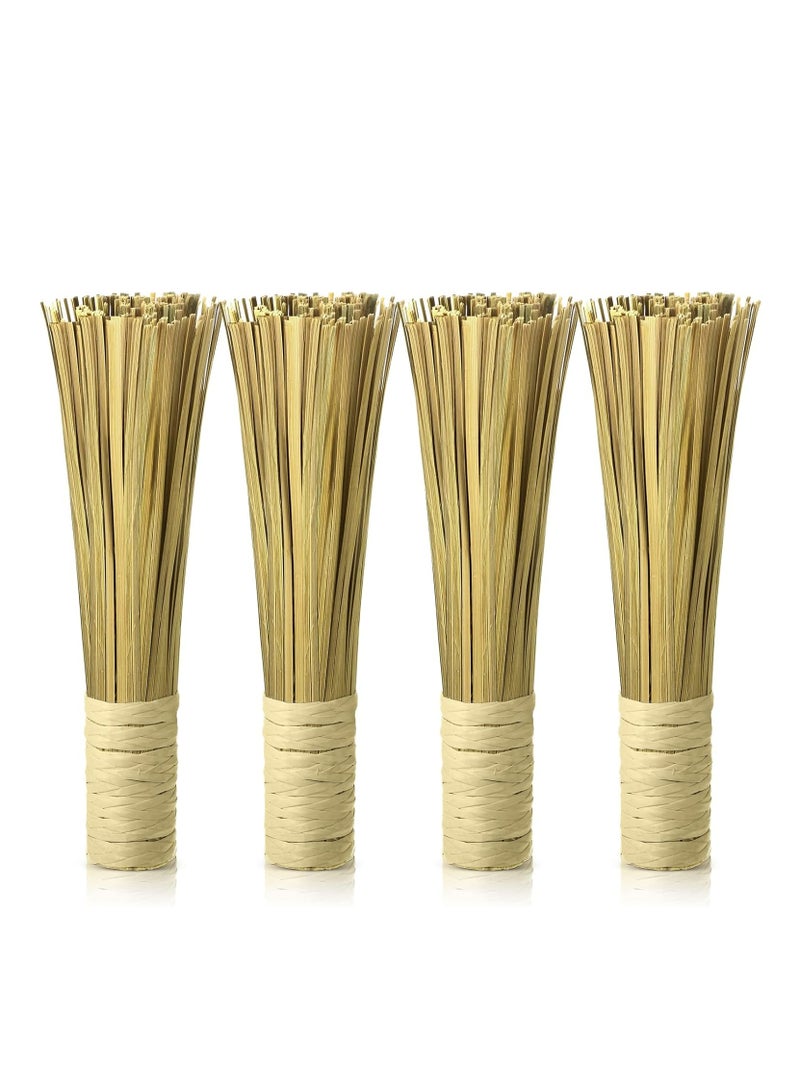 Oasisgalore 4 Pack 12 Inches Wok Brush Kitchen Cleaning Whisk Bamboo Scrub Brush Pot Dish Pan Brush - Image 1
