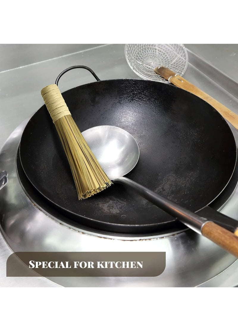 Oasisgalore 4 Pack 12 Inches Wok Brush Kitchen Cleaning Whisk Bamboo Scrub Brush Pot Dish Pan Brush - Image 5