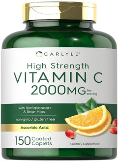 CARLYLE Carlyle Vitamin C 2000mg | with Rose HIPS | 150 Caplets | Vegetarian, Non-GMO, Gluten Free Supplement  - Image 1