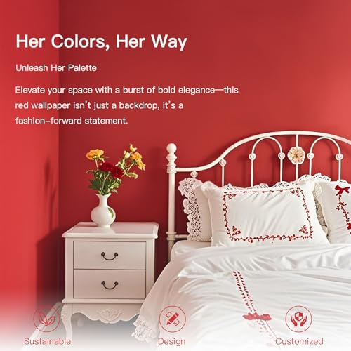 Ismoon 157236Thicken Red Contact Paper Matte Red Wallpaper Opaque Removable Waterproof Peel and Stick Vinyl Film SelfAdhesive Paper Shelf Liner for Decorating Wall Table Wall and Door Reform - Image 3