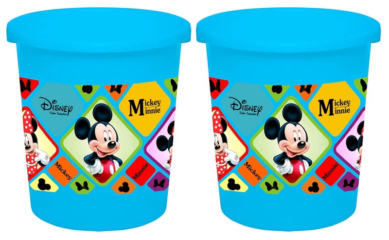 Kuber Industries Disney Mickey Minnie Print Plastic 2 Pieces DustbinGarbage BinWaste Bin 5 Liters Blue HS_35_KUBMARTS17770 - Image 1