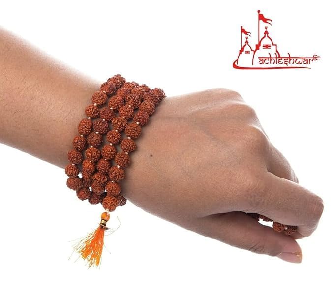Achleshwar Nepali 5 Mukhi Rudraksha Mala 108+1 Beads | Lab Certified Natural Rosary for Japa & Meditation | Unisex Spiritual Wear | Brown | 5 mm - Image 2