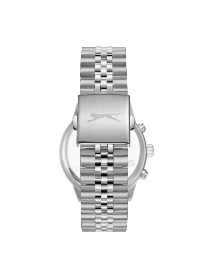 سلازنجر ساعة رجالية متعددة الوظائف بسوار معدني فضي - Image 4