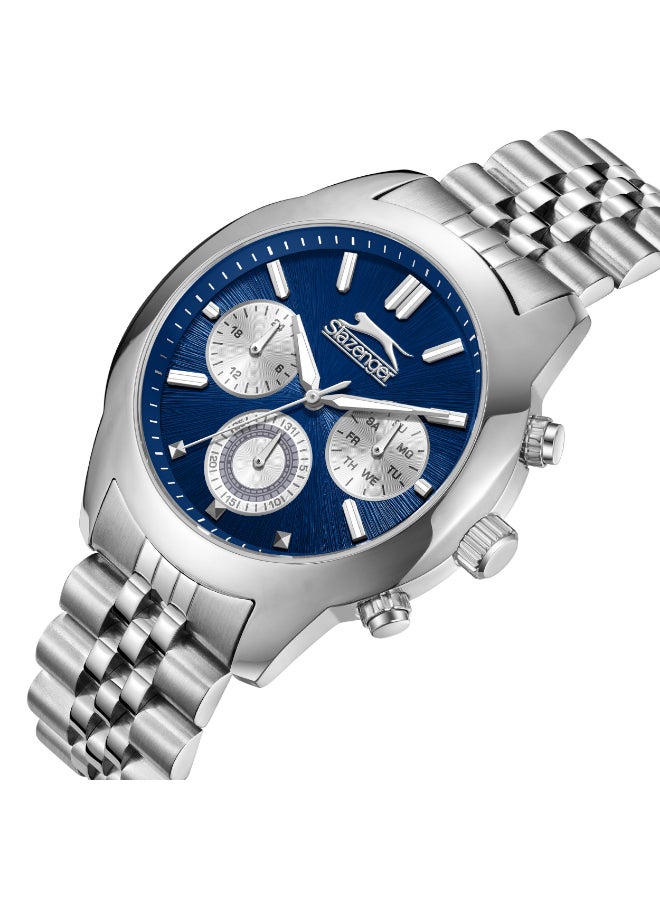 سلازنجر ساعة رجالية متعددة الوظائف بسوار معدني فضي - Image 2
