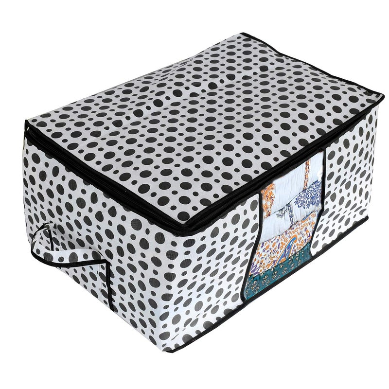 Kuber Industries Kuber Industries Polka Dots Design Non Woven Underbed Storage Bag Cloth Organiser Blanket Cover with Transparent Window Black and White CTKTC038108 Standard - Image 2