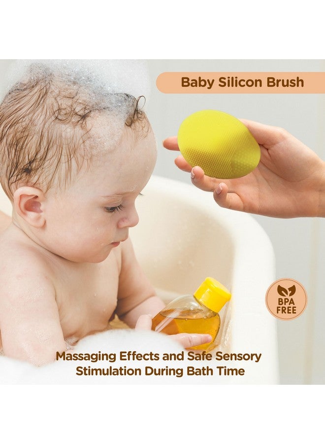 Wooden Baby Hair Brush and Comb Set (4-Piece) for Newborns and Toddles - Natural Soft Goat Bristles Hair Brush Wooden Massage Brush and Comb Silicon Massage Brush Prevents Cradle Cap - Image 4