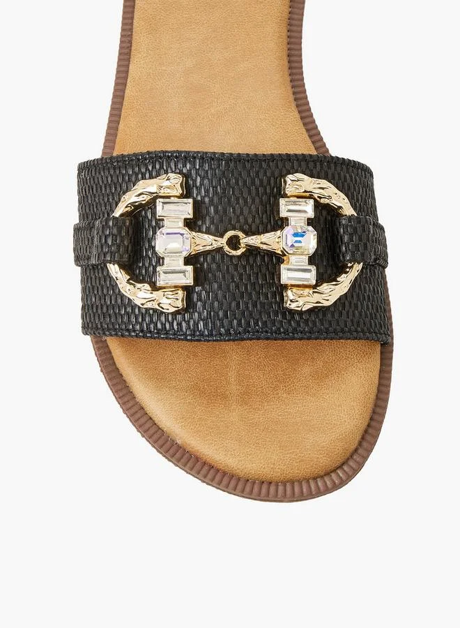 Celeste BLACK Women Embellished Flat Sandals for Women | Best Price UAE