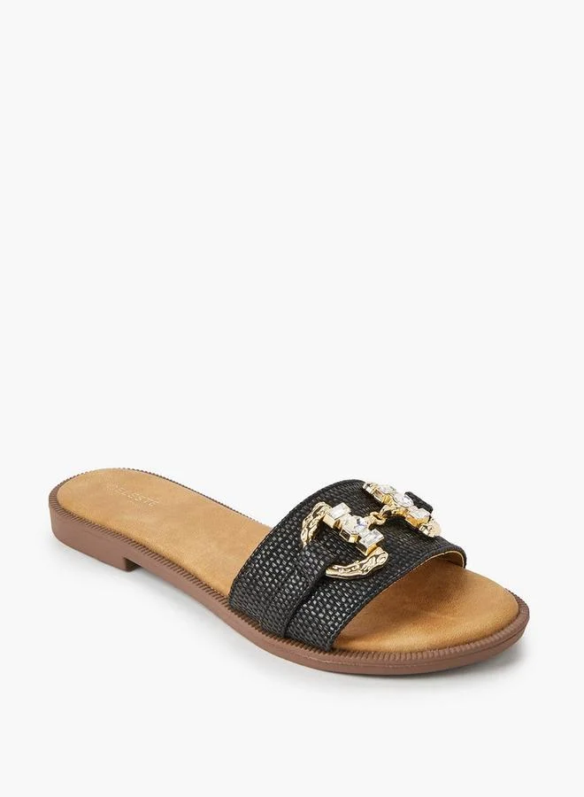 Celeste BLACK Women Embellished Flat Sandals for Women | Best Price UAE