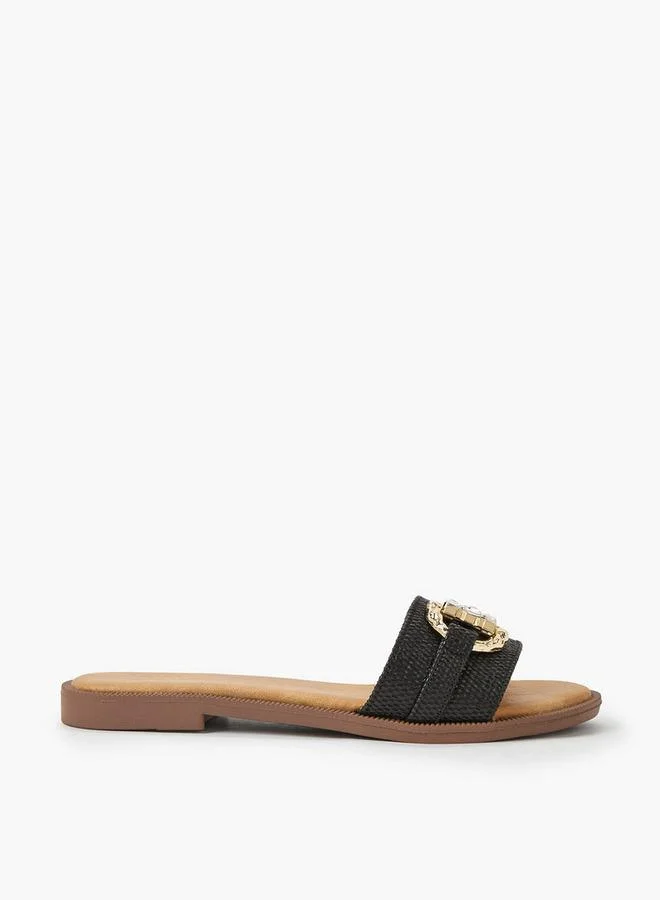 Celeste BLACK Women Embellished Flat Sandals for Women | Best Price UAE