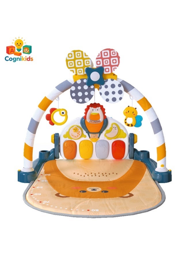 COGNIKIDS Brown Baby Play Gym Mat with Piano & Lights  | Infant Activity Mat with Music, Rattles & Hanging Toys | Sensory Development Gym for Newborns & Toddlers 0+ Months bear - Image 2