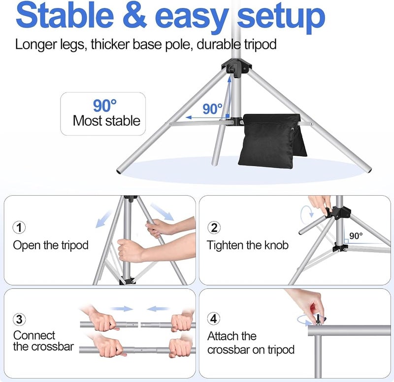 EMART Backdrop Stand 10x7ft(HxW),Background Support for Photography,Silver - Image 5