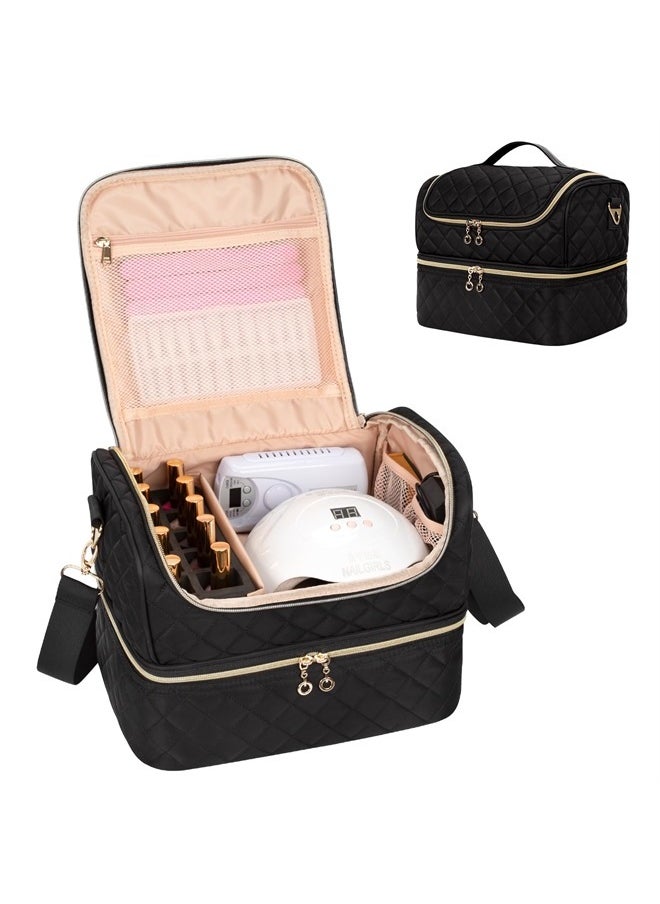 CUBETASTIC - Nail Polish Organizer, CUBETASIC Portable Nail Polish Storage Case Holds 45 Bottles Nail Polish & Nail Lamp, Travel Cosmetic Makeup Bag Organizer for Manicure Tools, Accessories - Image 1