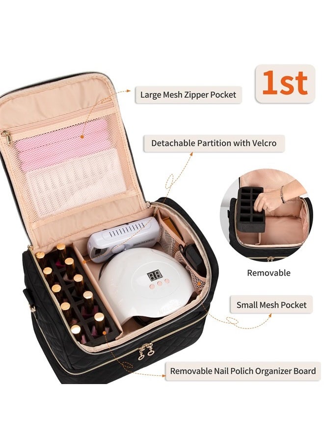 CUBETASTIC - Nail Polish Organizer, CUBETASIC Portable Nail Polish Storage Case Holds 45 Bottles Nail Polish & Nail Lamp, Travel Cosmetic Makeup Bag Organizer for Manicure Tools, Accessories - Image 1