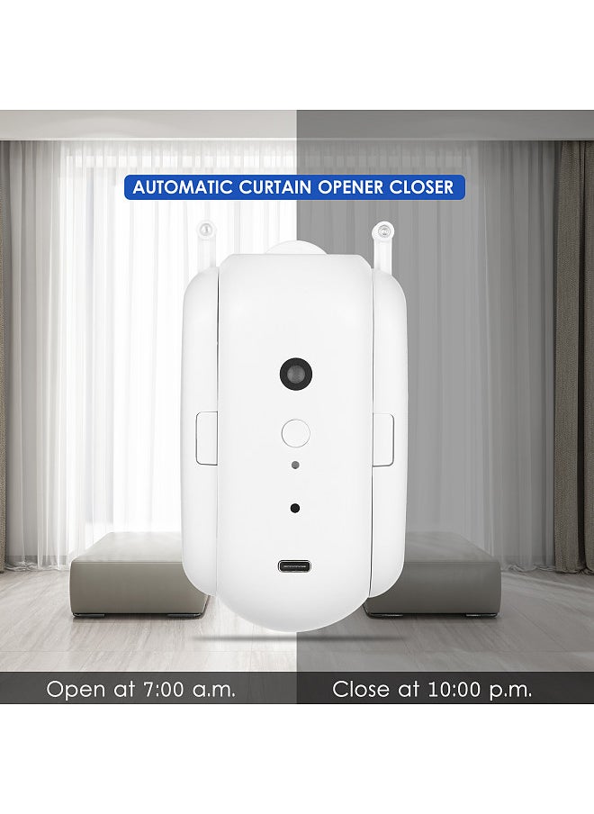 BT Automatic Curtain Opener Closer Robot Wireless Smart Curtain Motor Timer Voice Control Smart Home Automation Device for Curtain Track Rod Replacement for Amazon Alexa Google Assistant