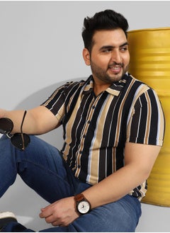 Instafab Plus Men's Multicolour Striped Regular Fit Casual Shirt  - Image 1