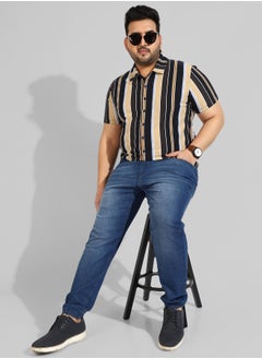 Instafab Plus Men's Multicolour Striped Regular Fit Casual Shirt  - Image 5