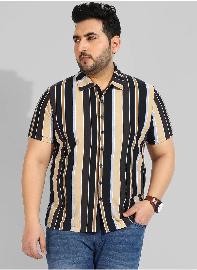 Instafab Plus Men's Multicolour Striped Regular Fit Casual Shirt