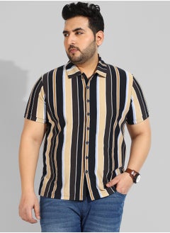 Instafab Plus Men's Multicolour Striped Regular Fit Casual Shirt  - Image 2