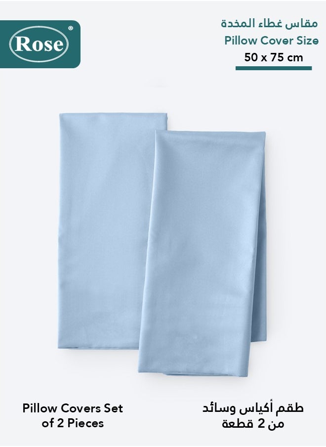 Rose Rose Luxurious Plain Pillow Covers Set with Envelop Closure Design, Pillowcases 2-Pieces Set, Soft & Cozy Microfiber Breathable and Cooling, Standard Size 50×75 cm, Blue  - Image 2
