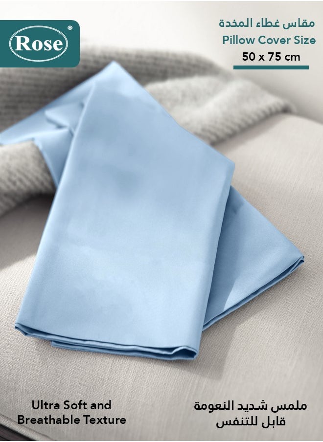 Rose Rose Luxurious Plain Pillow Covers Set with Envelop Closure Design, Pillowcases 2-Pieces Set, Soft & Cozy Microfiber Breathable and Cooling, Standard Size 50×75 cm, Blue  - Image 3