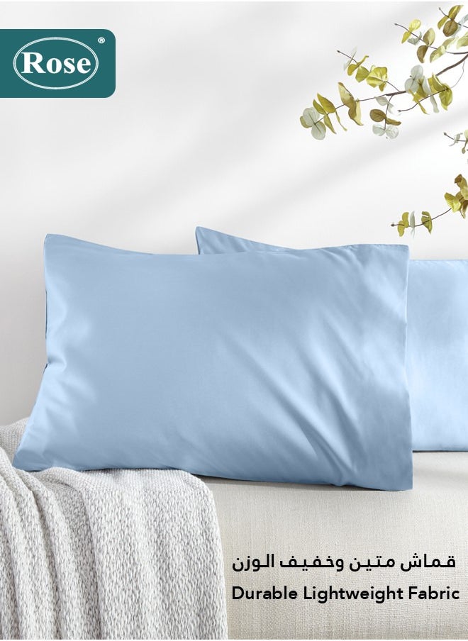 Rose Rose Luxurious Plain Pillow Covers Set with Envelop Closure Design, Pillowcases 2-Pieces Set, Soft & Cozy Microfiber Breathable and Cooling, Standard Size 50×75 cm, Blue  - Image 4