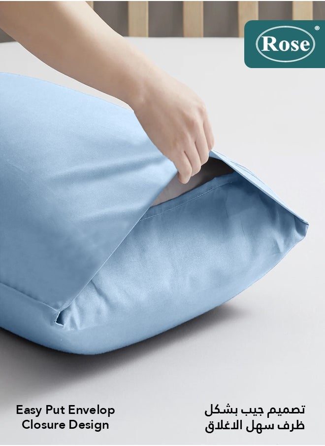 Rose Rose Luxurious Plain Pillow Covers Set with Envelop Closure Design, Pillowcases 2-Pieces Set, Soft & Cozy Microfiber Breathable and Cooling, Standard Size 50×75 cm, Blue  - Image 5