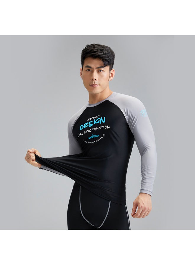 Loquat Men's Split Swimsuit Professional Sports Surfsuit Sunscreen UPF Quick-drying Swimsuit Men's-Color:NY23-11-1 Black Top- - Image 2