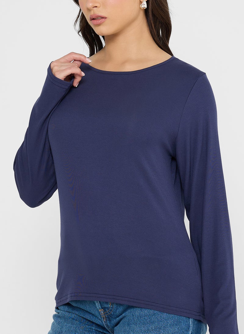 جينجر بيسيكس بلوزة بأكمام طويلة وياقة دائرية - Image 3