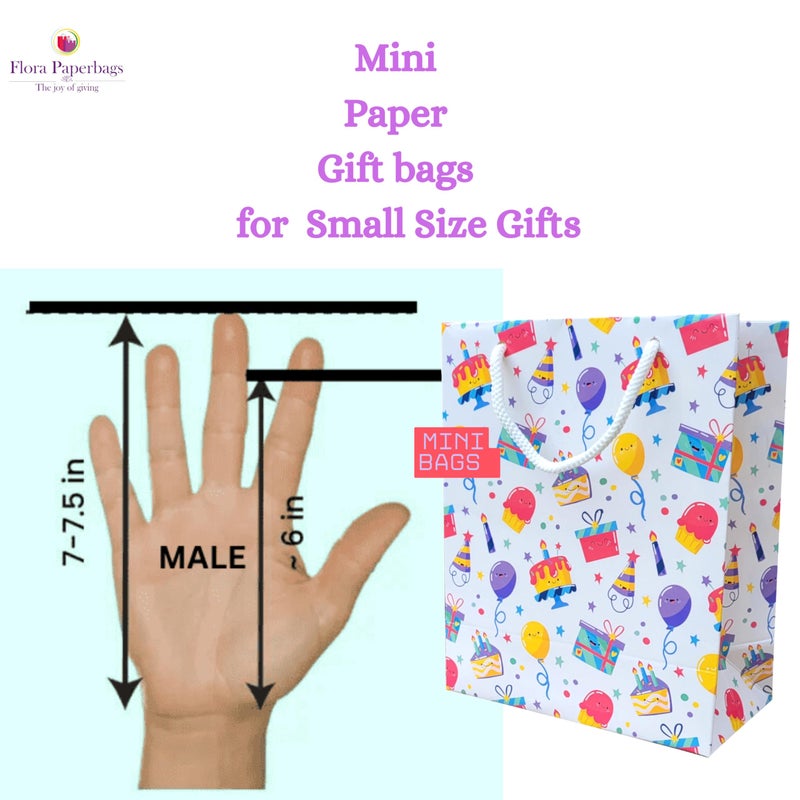 Flora Paperbags أكياس ورقية لعيد الميلاد | عبوة من 20 قطعة | أكياس هدايا ورقية صغيرة لهدايا عيد الميلاد | مجموعة من 3 ألوان | أكياس هدايا عيد الميلاد للهدايا المرتجعة | مقابض حبل لامعة | حجم صغير - 7.5x6x3 بوصات - Image 4