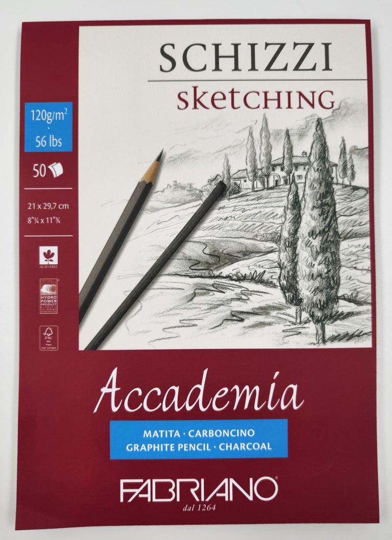 Fabriano Accademia Sketching Paper Pad, 50 Sheets, 120 GSM, Size A4 – Thin Paper for Sketches & Art Practice | Ideal for Drawing, Sketching, Mandala, Shading Art, Students, School, Office - Image 2
