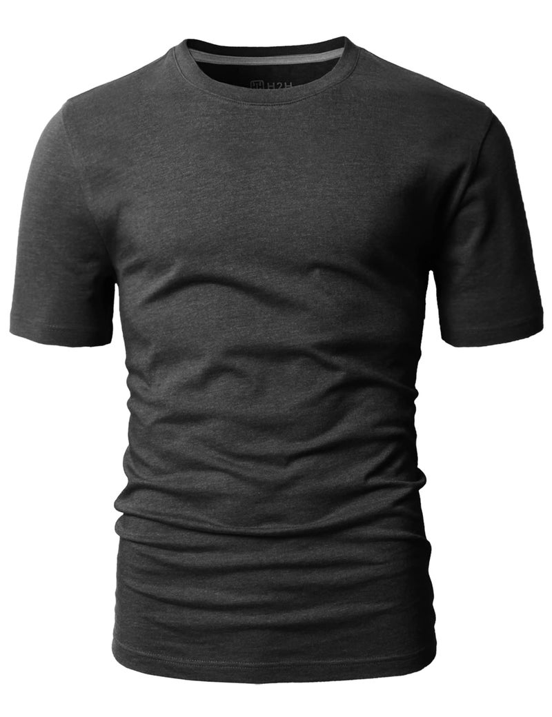 H2H Mens Summer Fasvorite Basic Cotton Blend Crew Neck Premium T-Shirt Charcoal US L/Asia XL (CMTTS0198) - Image 3