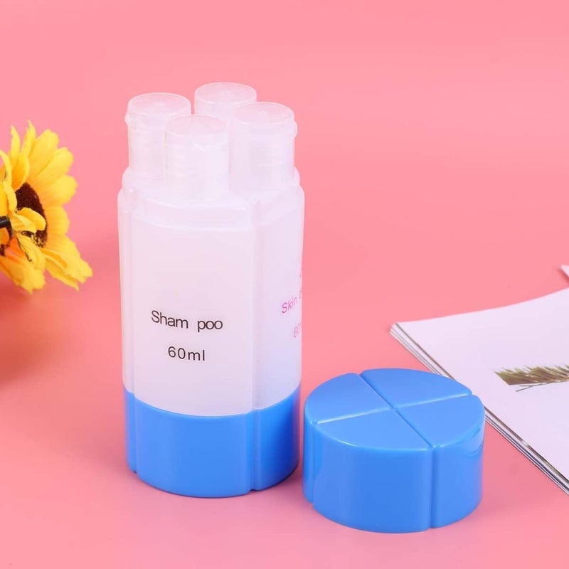 GOPAD 4 in 1 Travel Refillable Container with 4 Liquid Dispenser for Toiletries Shampoo Lotion Gel Body Wash Makeup Leak Proof Multicolor 60 ml 1 Pcs - Image 2