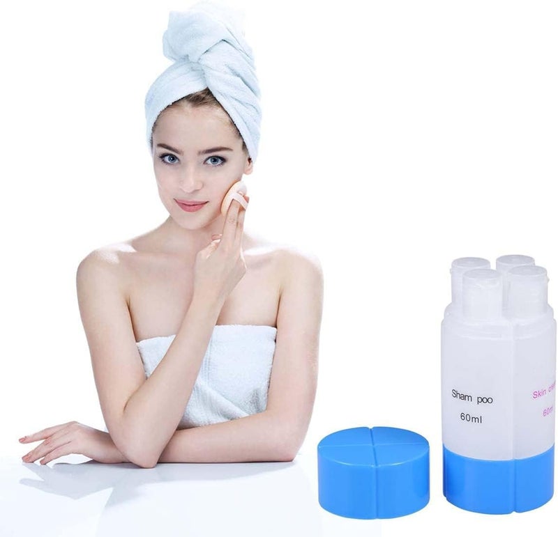 GOPAD 4 in 1 Travel Refillable Container with 4 Liquid Dispenser for Toiletries Shampoo Lotion Gel Body Wash Makeup Leak Proof Multicolor 60 ml 1 Pcs - Image 3