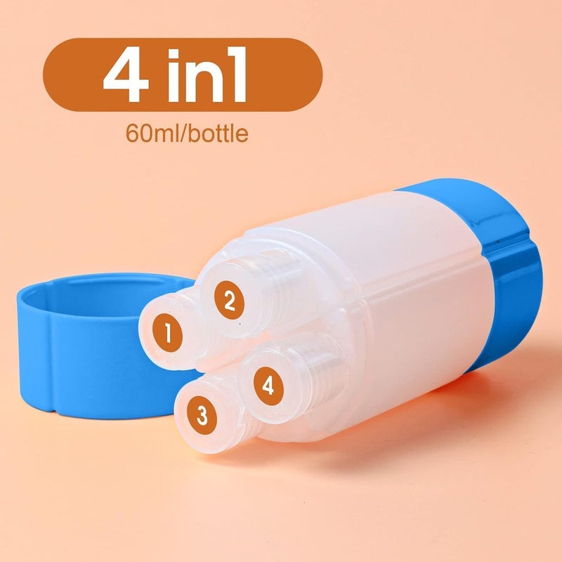 GOPAD 4 in 1 Travel Refillable Container with 4 Liquid Dispenser for Toiletries Shampoo Lotion Gel Body Wash Makeup Leak Proof Multicolor 60 ml 1 Pcs - Image 4