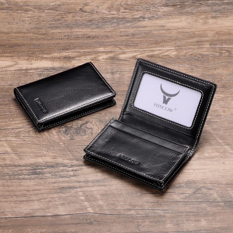 HISCOW Leather Business Card Case Holder for Men & Women, Italian Calfskin - Image 2