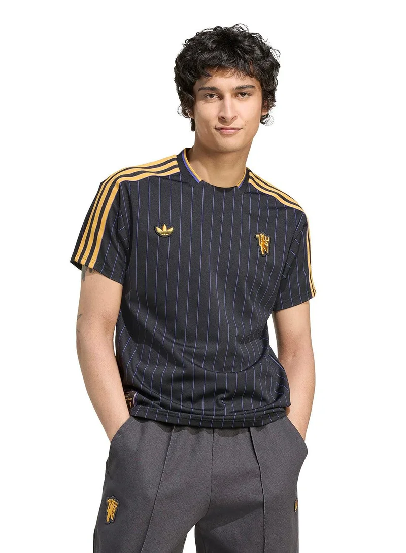 اديداس قميص مانشستر يونايتد الأيقوني أسود قصير الأكمام للجنسين