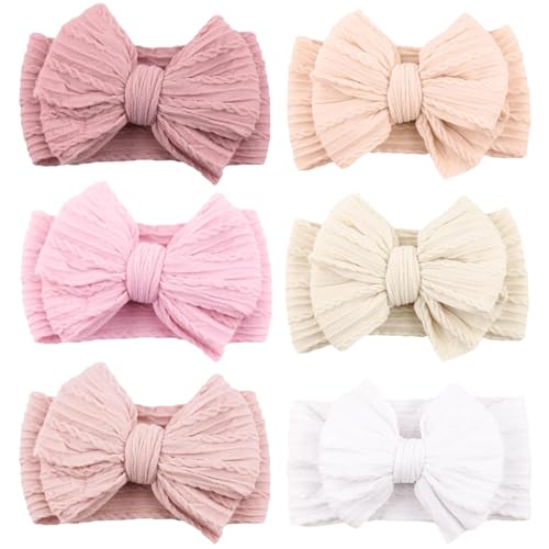 Niceye Handmade Baby Headbands Soft Stretchy Nylon Hair Bands with Bows for Newborn Infant Baby Toddler Girls - Image 1